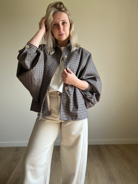 Checked jacket blue / beige
