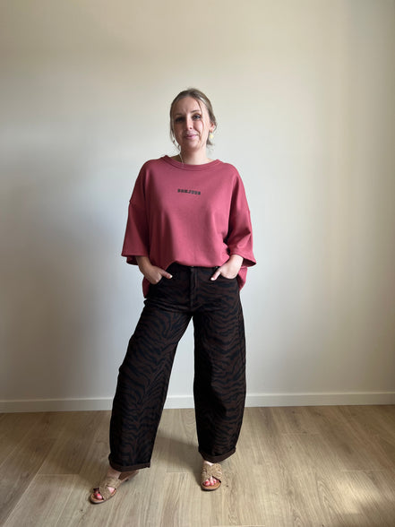 Zebra Barrel Jeans - brown