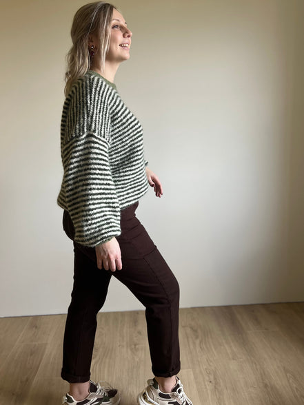 Striped knit khaki