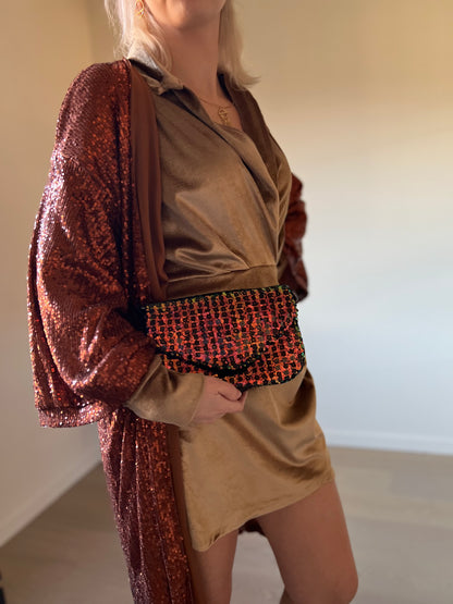 Sequin cardigan rust