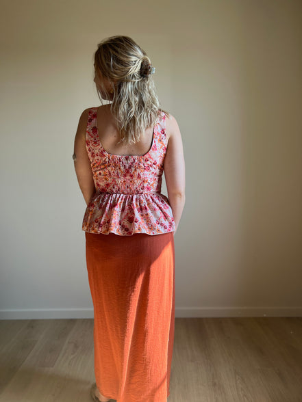 Floral Peplum Top – Pink