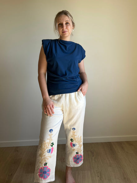 Bloom embroidered pants