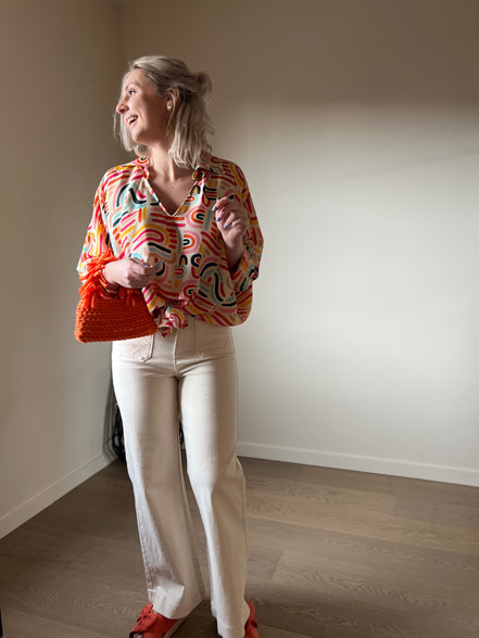 Louise cropped flaire broek ecru