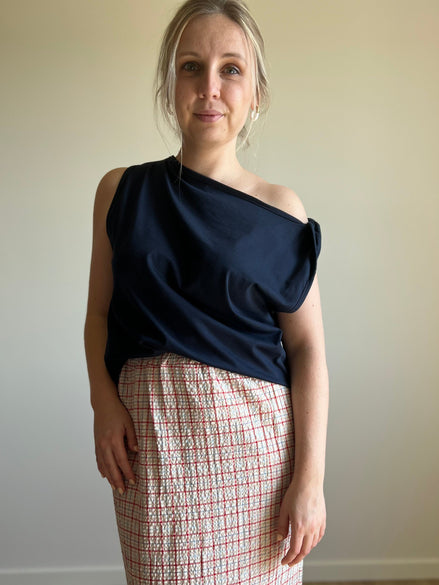 Muse twisted shoulder top marine