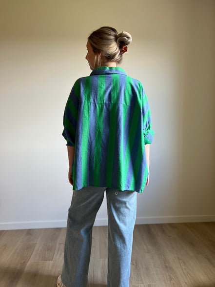 Big striped blouse green / blue
