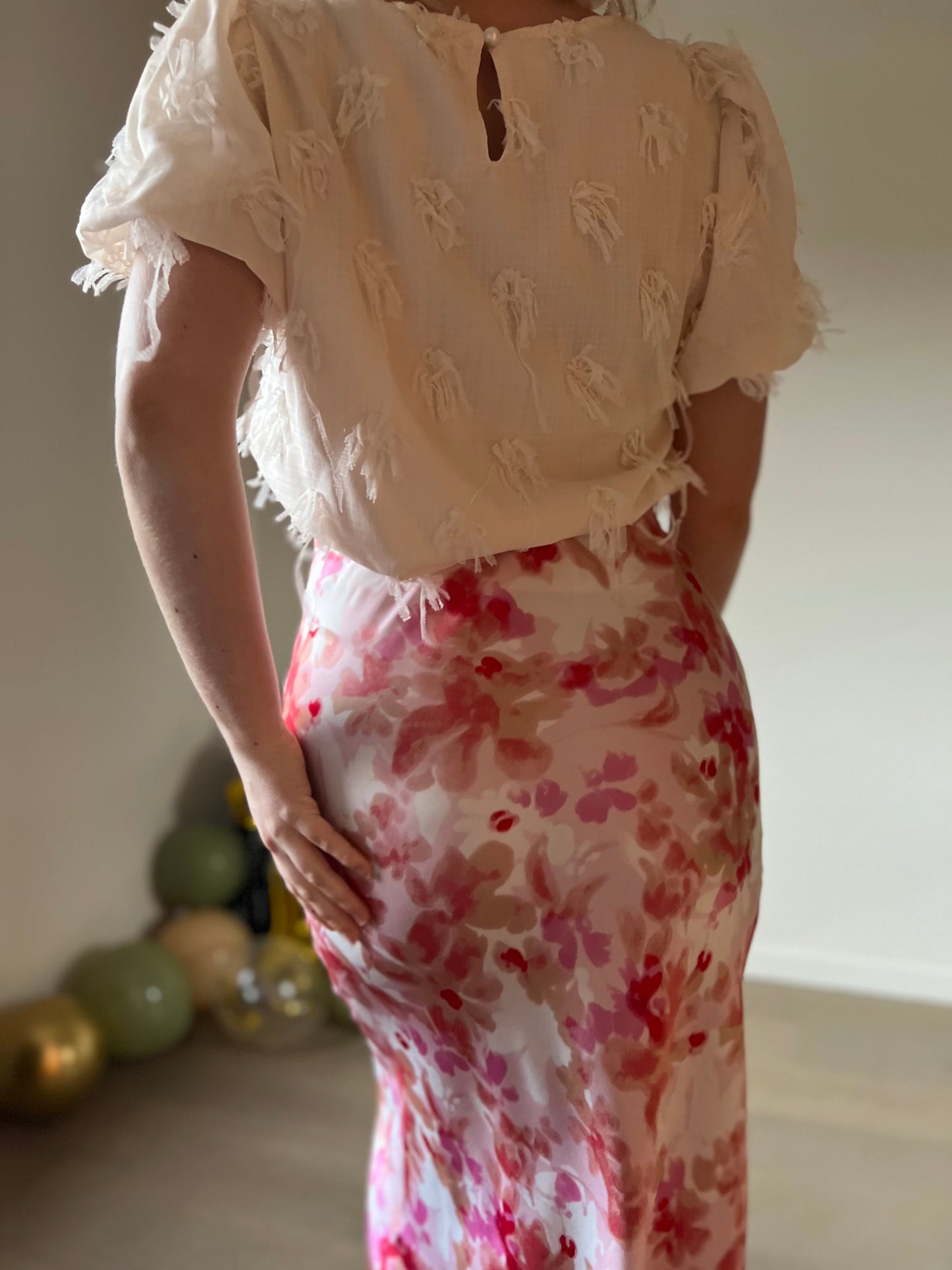 Pink floral skirt