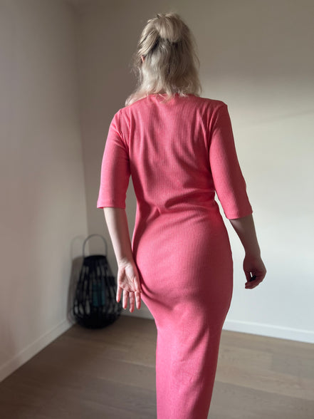 Coral ribbed dress