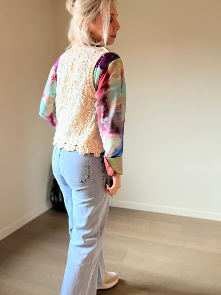 Crochet gilet beige