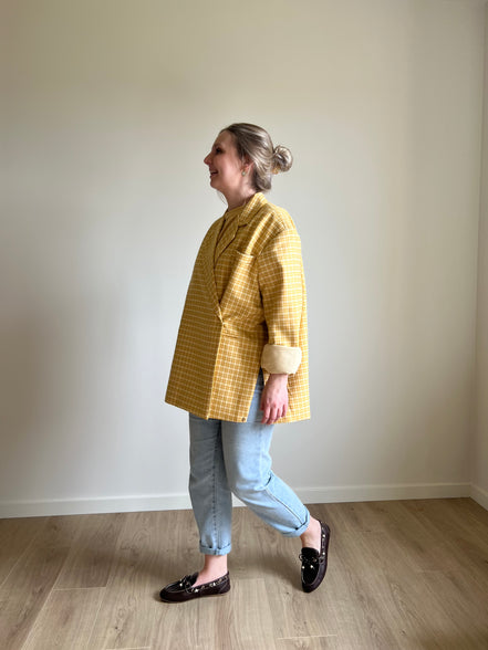 Oversized Checked Blazer yellow