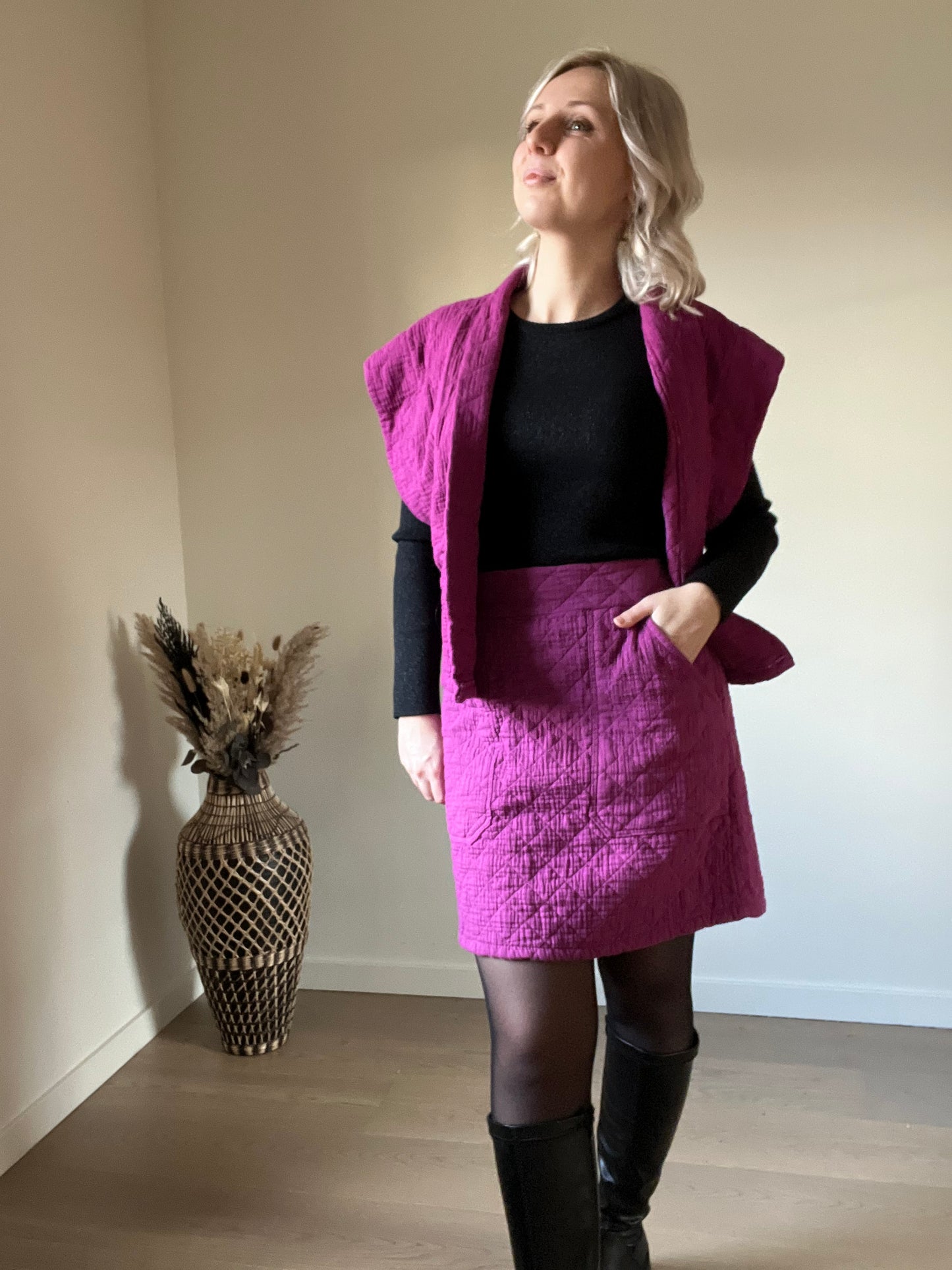 Magenta padded skirt