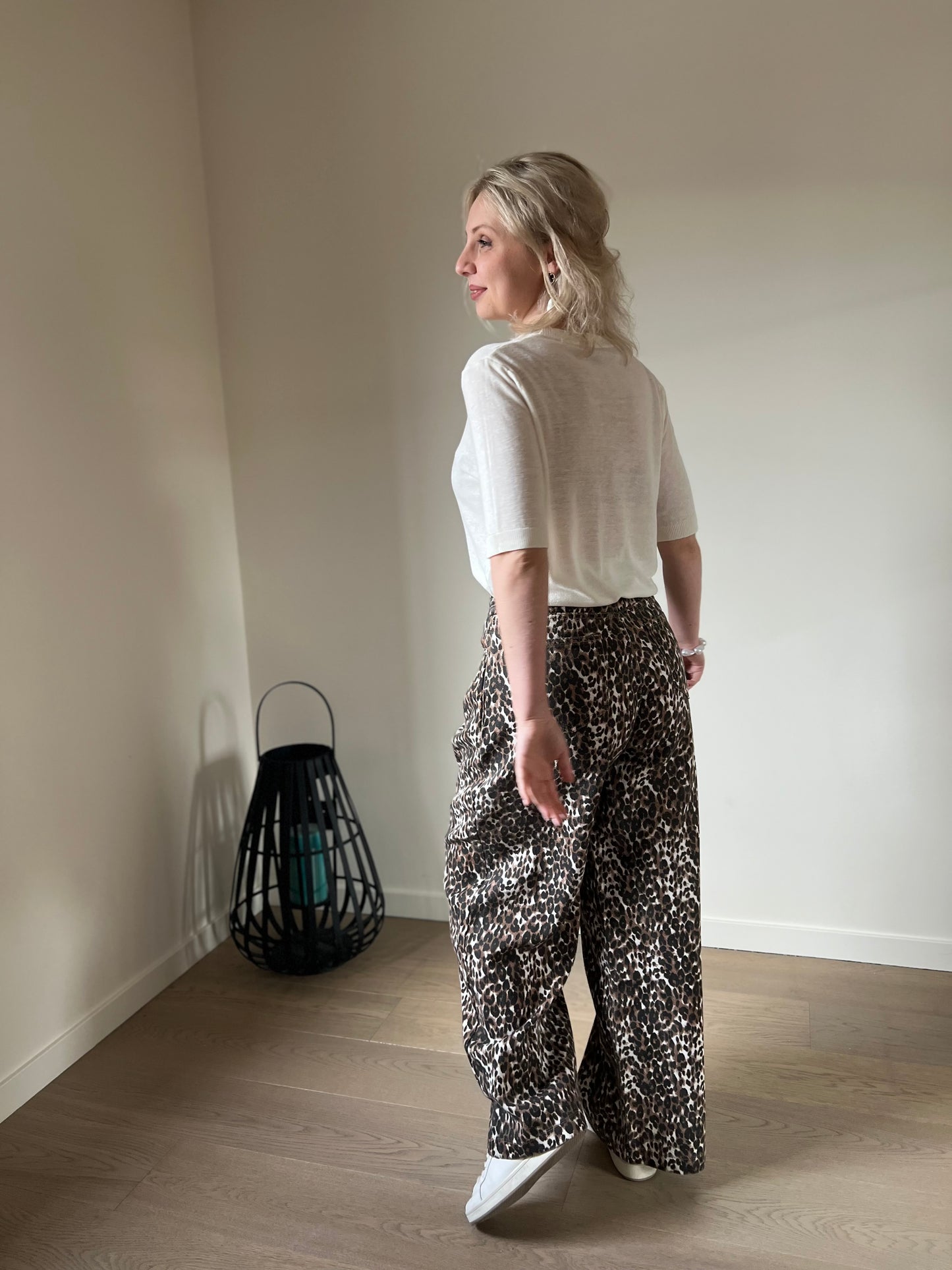 Leopard wide pants