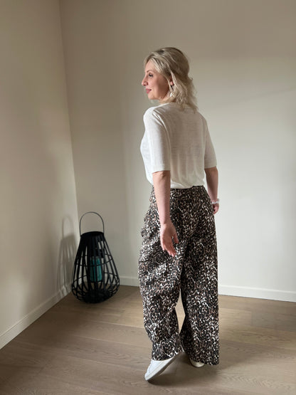 Leopard wide pants