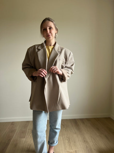 Oversized Checked Blazer taupe / yellow