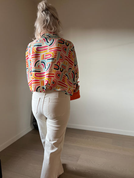 Louise cropped flaire broek ecru