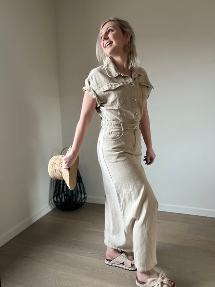 Jeansdress beige