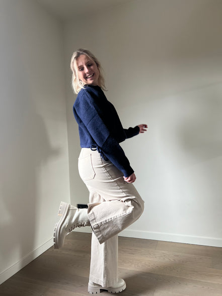 Cropped wijde broek beige