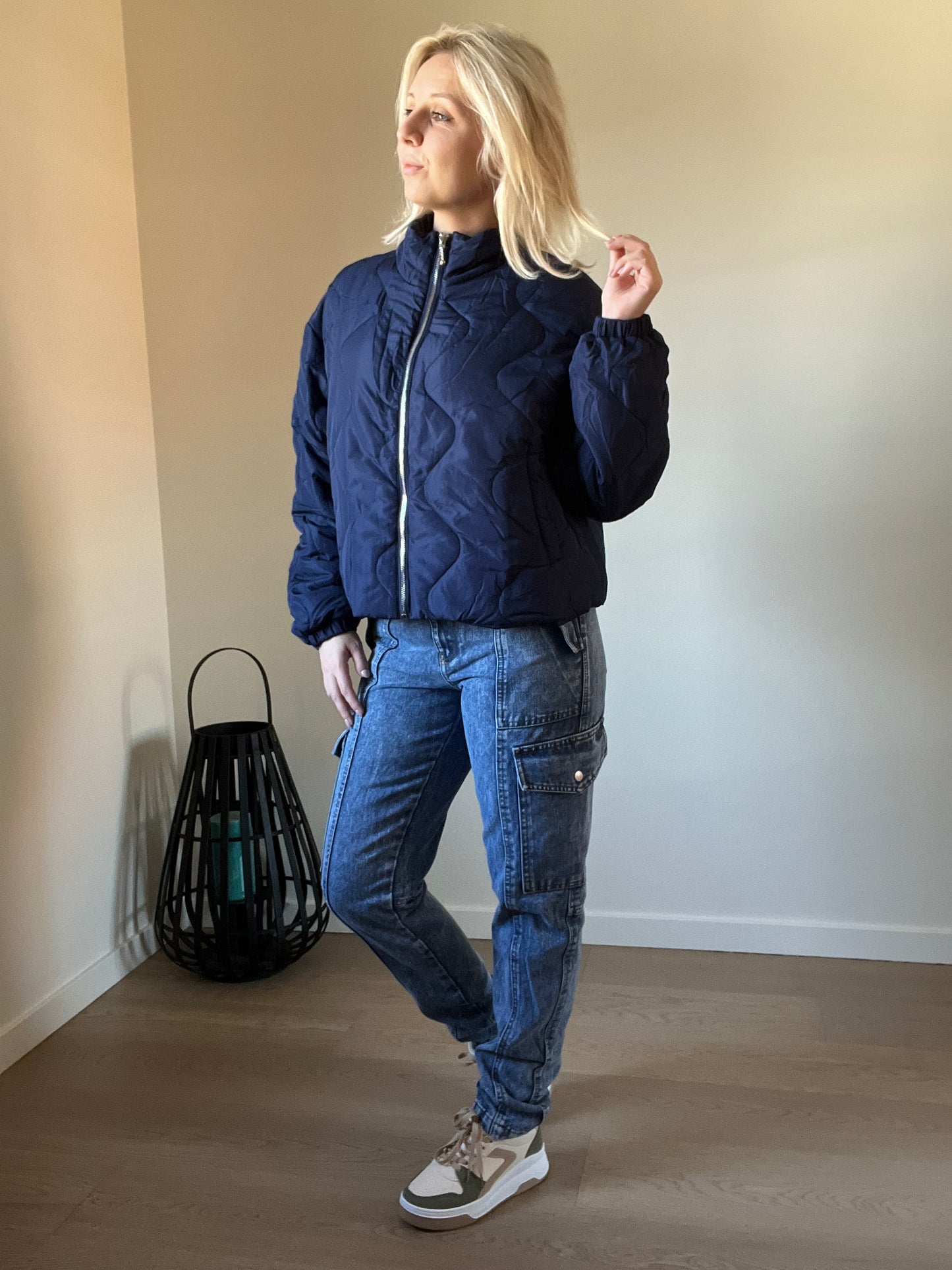 Blue puffer jacket