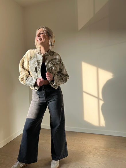 Grijze enkelbrede jeans