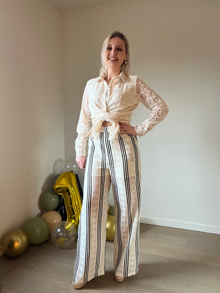 Striped lace pants