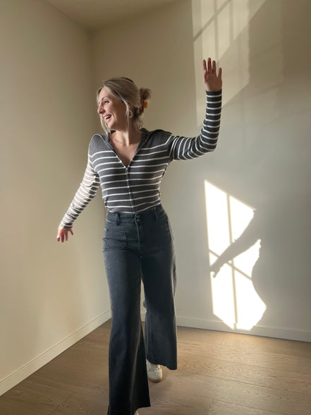 Grijze enkelbrede jeans