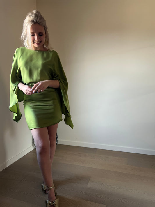 Satin dress green