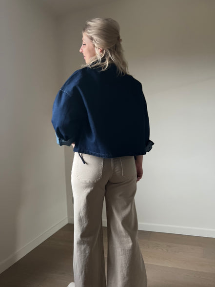 Cropped wijde broek beige