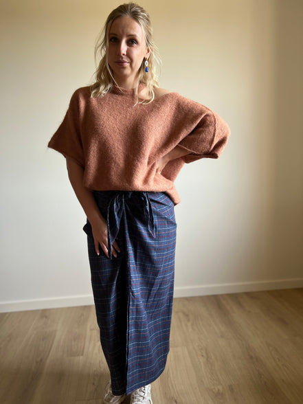 Alpaca knit top rust