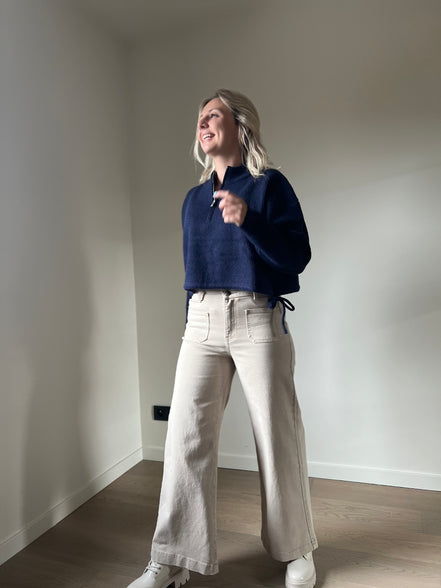 Cropped wijde broek beige