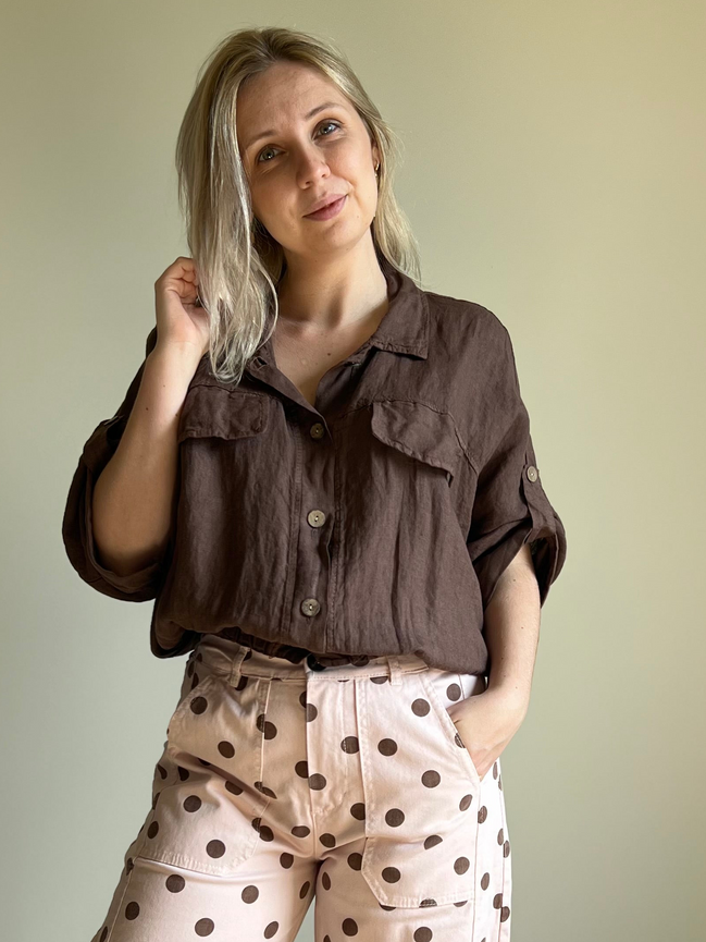 Linen jacket moka