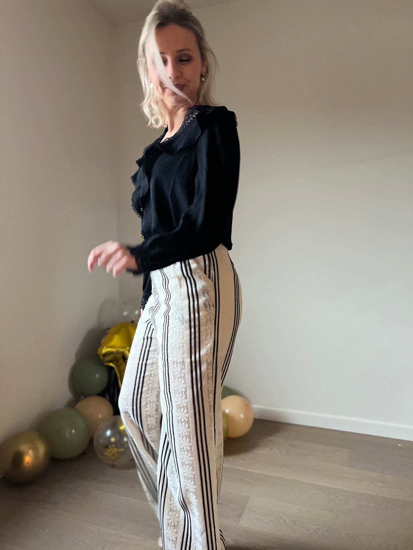 Striped lace pants