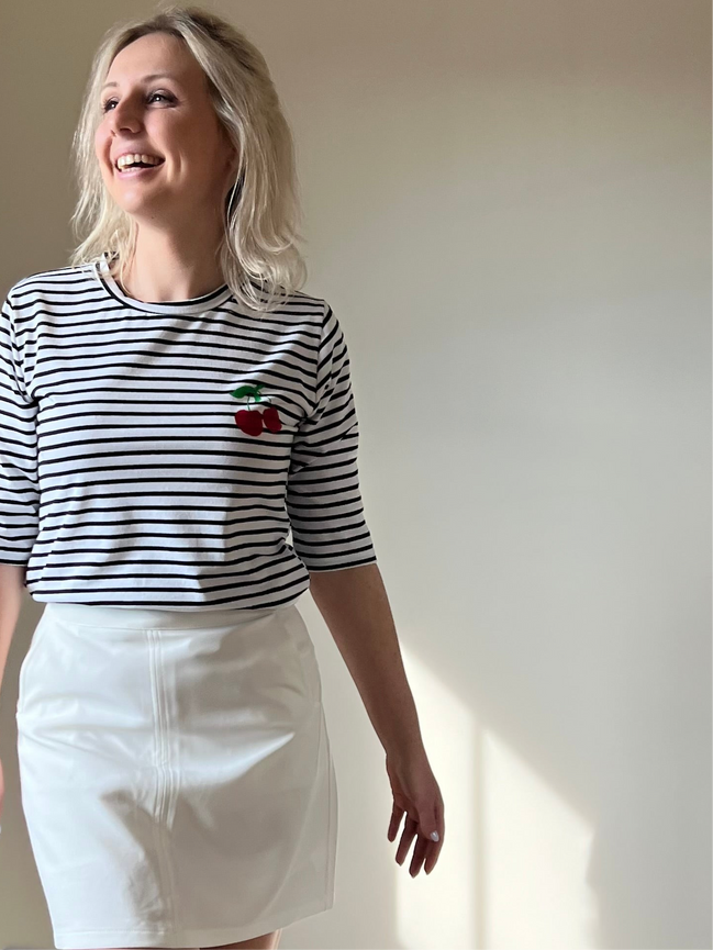 Cherry striped t-shirt black