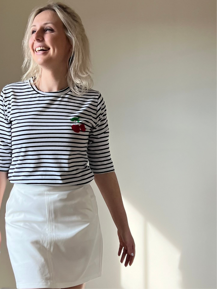 Cherry striped t-shirt black