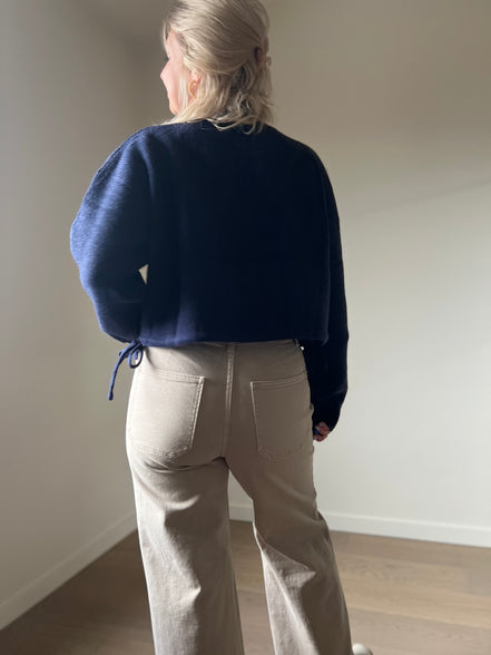 Cropped wijde broek beige