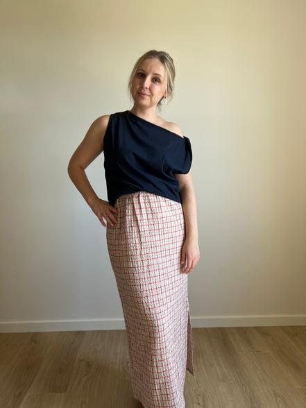 Muse twisted shoulder top marine