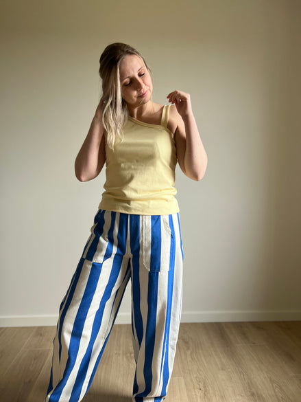 Barrel pants striped blue