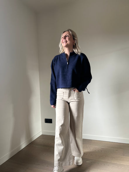 Cropped wijde broek beige