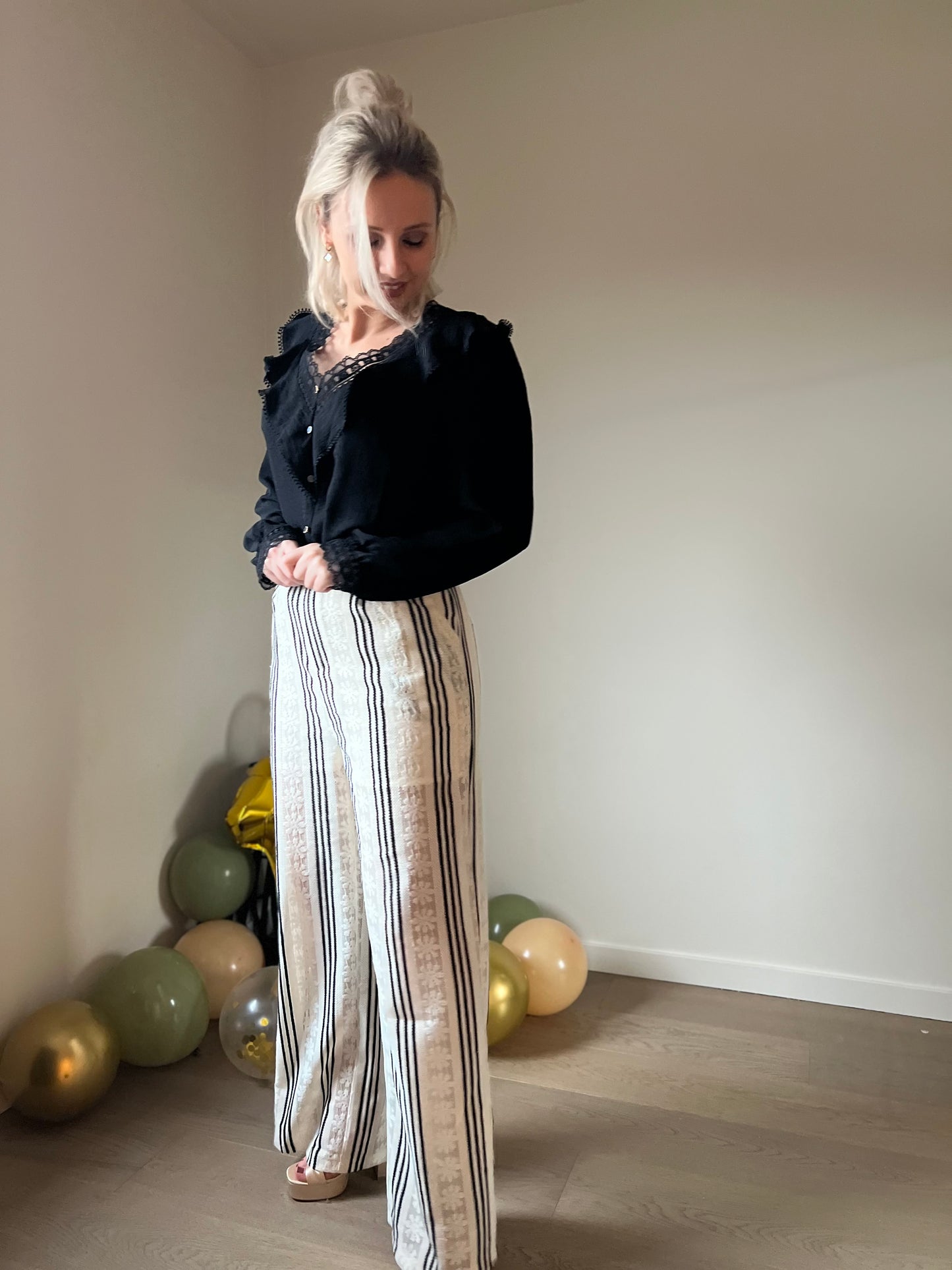 Striped lace pants