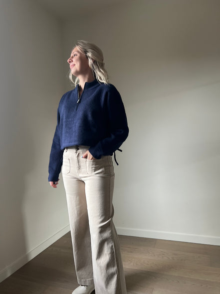 Cropped wijde broek beige