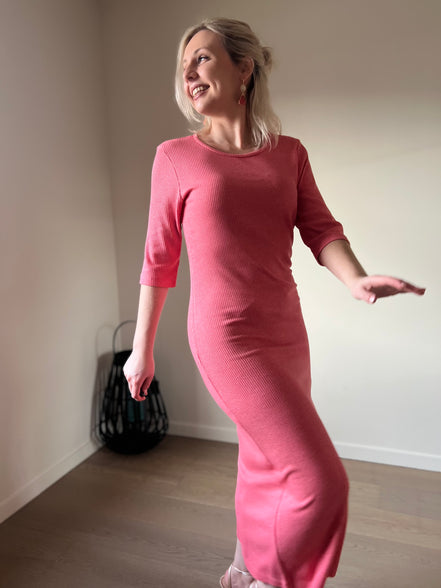 Coral ribbed dress