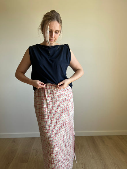 Muse twisted shoulder top marine