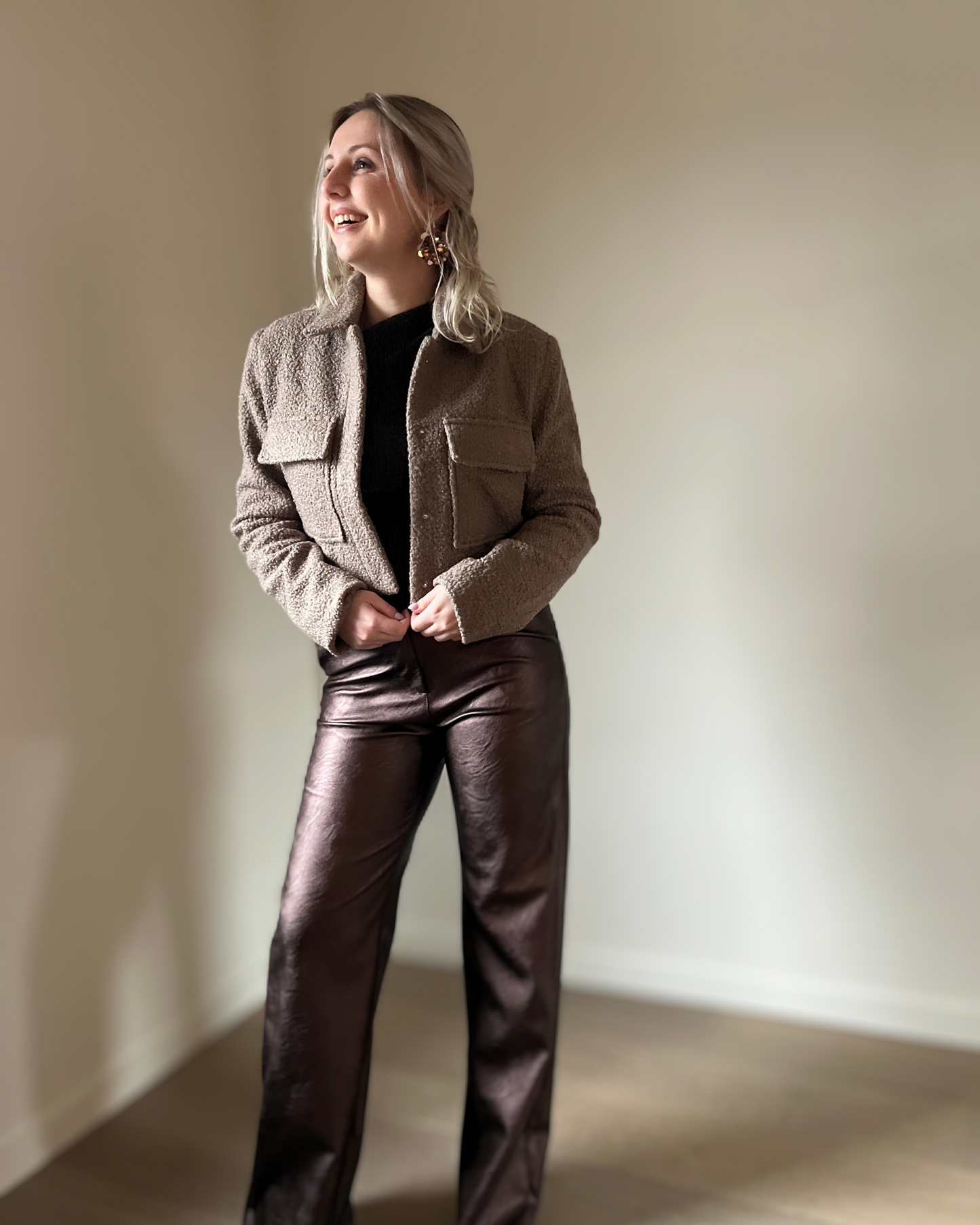 Brown PU pants