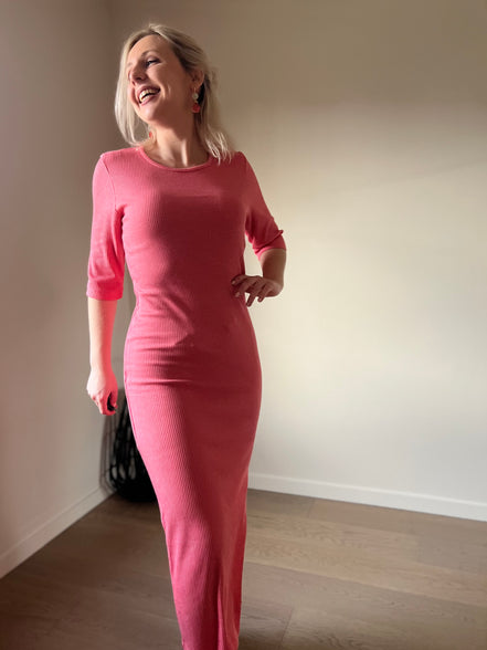 Coral ribbed dress