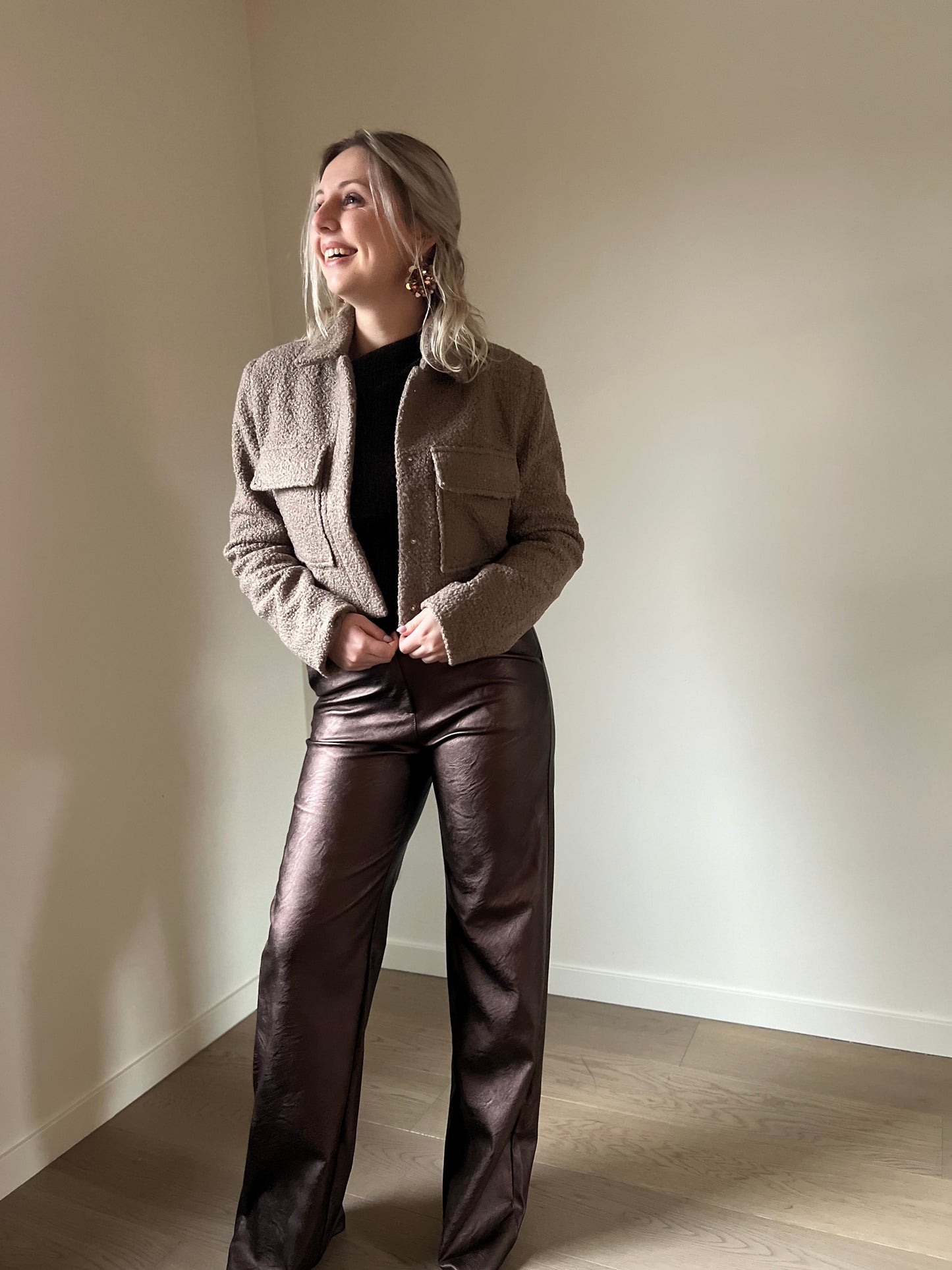 Brown PU pants