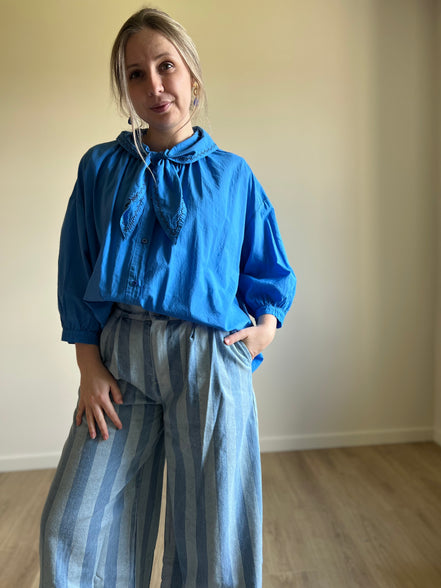 Sailor collar blouse blue