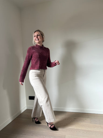Cropped wijde broek beige