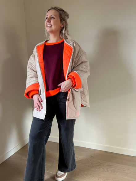 Fluo jasje beige/oranje