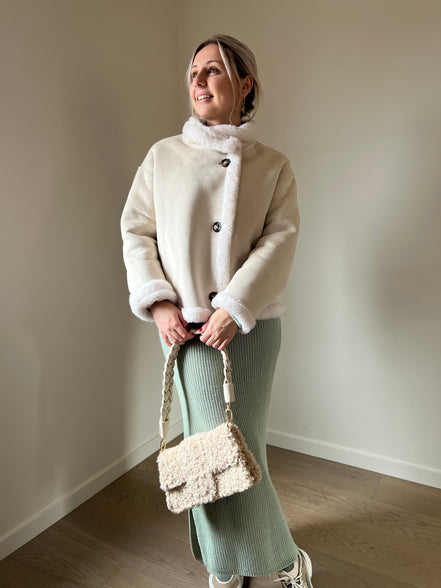 Omkeerbare teddyjas beige