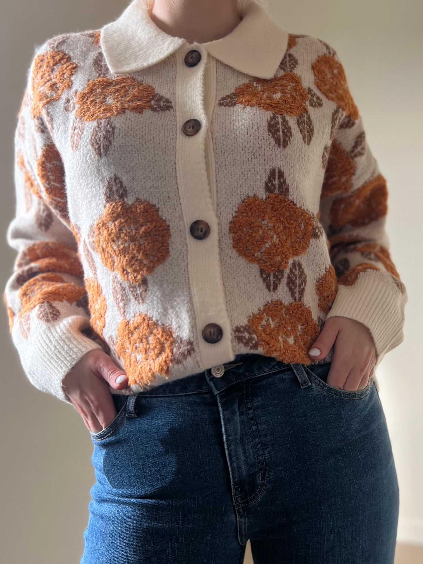 Orange flower knit