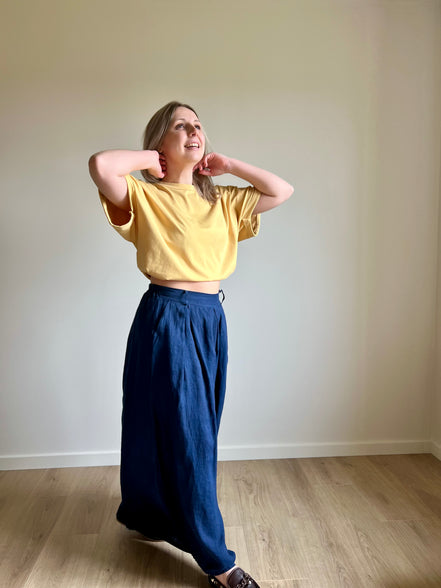 Wide linen pants marine