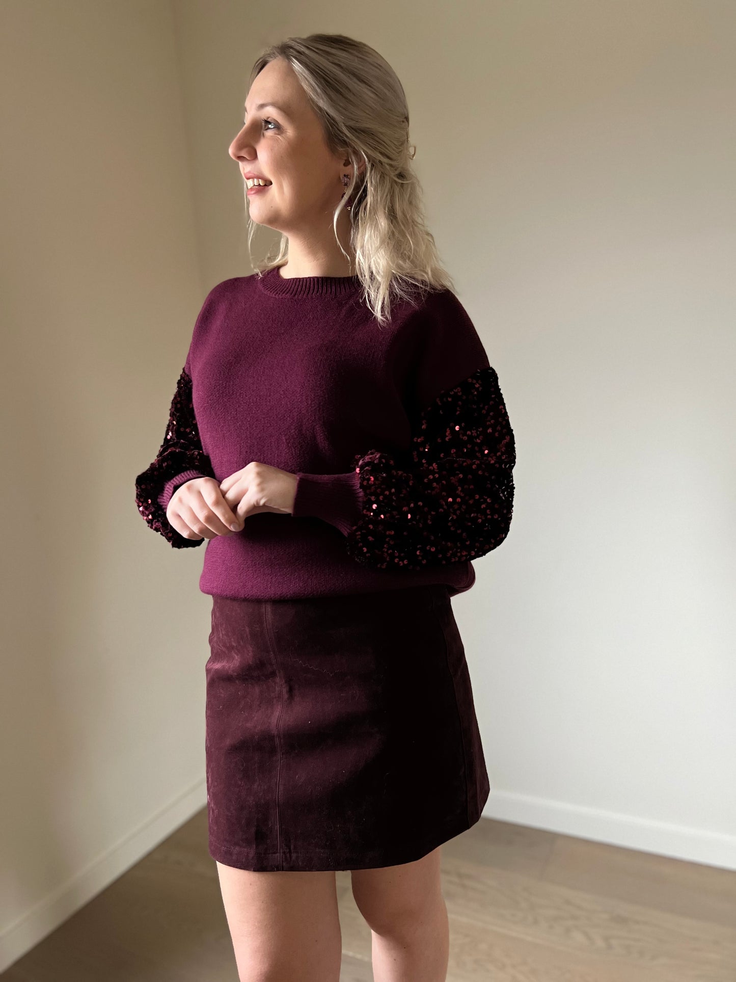 Sequin knit burgundy